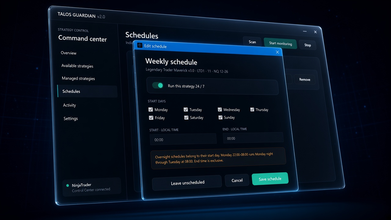 Talos Guardian weekly schedule editor